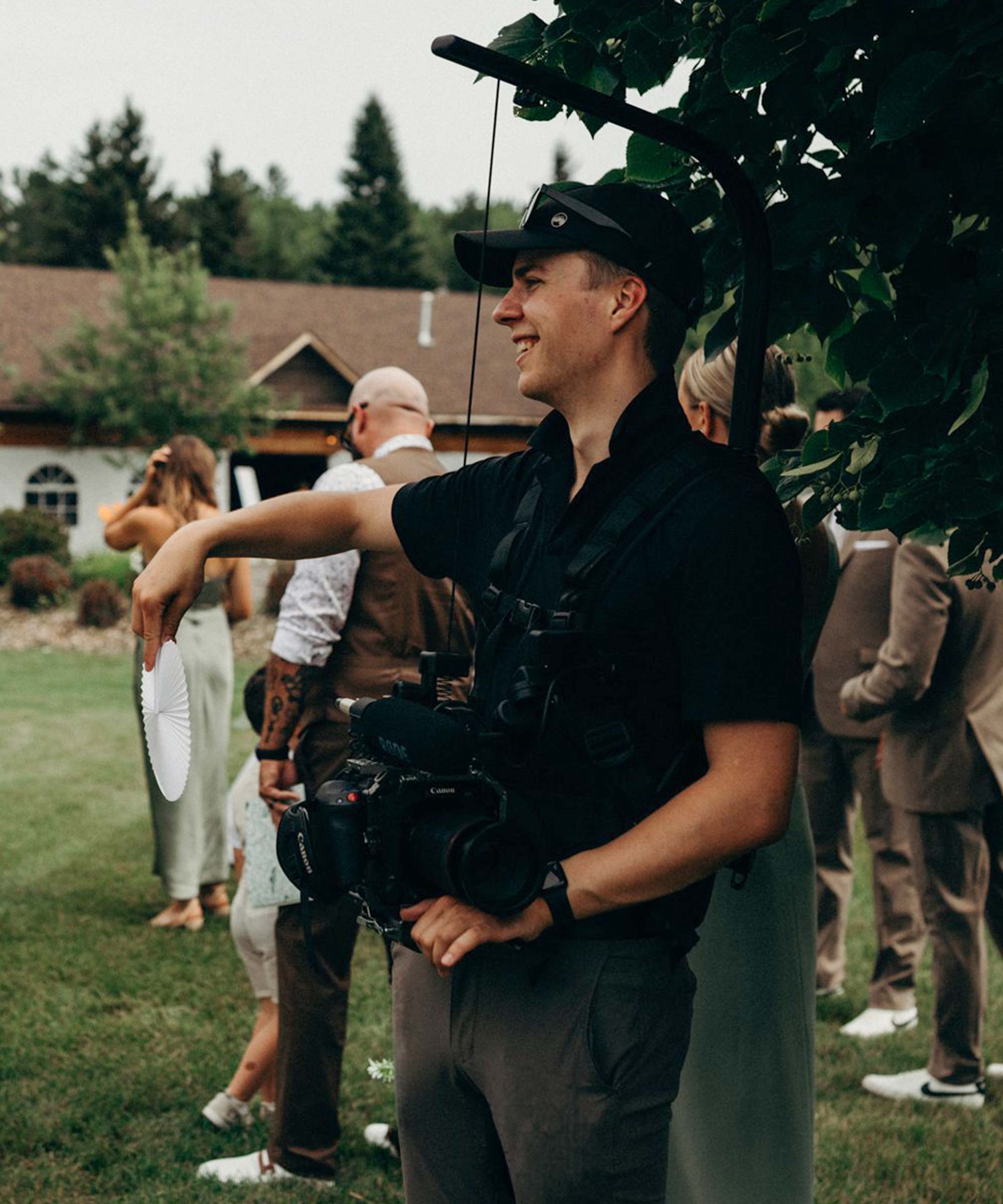 Torin Gunnell filming with a cinema camera
